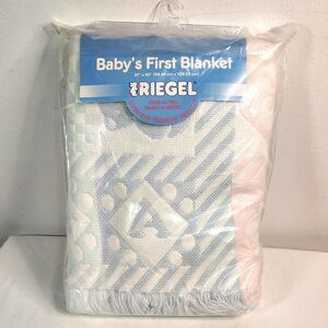 Vtg NOS Riegel Baby's First Blanket Letter Pattern Pastel Acrylic 3-Ply Weave